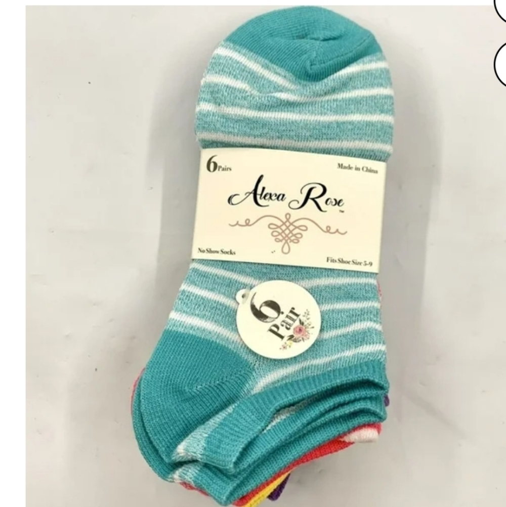 Alexa Rose Teal No-Show Socks Set of 6 Bundle